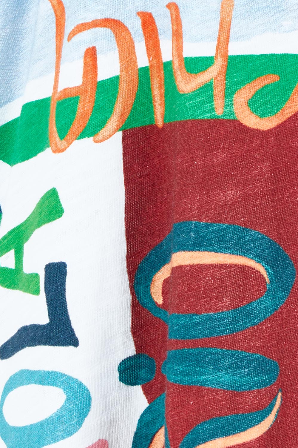 Product shot of the Role Model Tee – Chica in colour Chica, showing detail