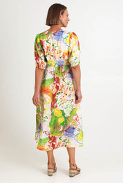 Model Riinar wearing size 10 of the Empire Ly Yours Dress – Enchanted in colour Enchanted, from the front