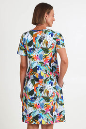 Model Riinar wearing size 10 of the Here Comes Summer Dress – Lyrical in colour Lyrical, from the back