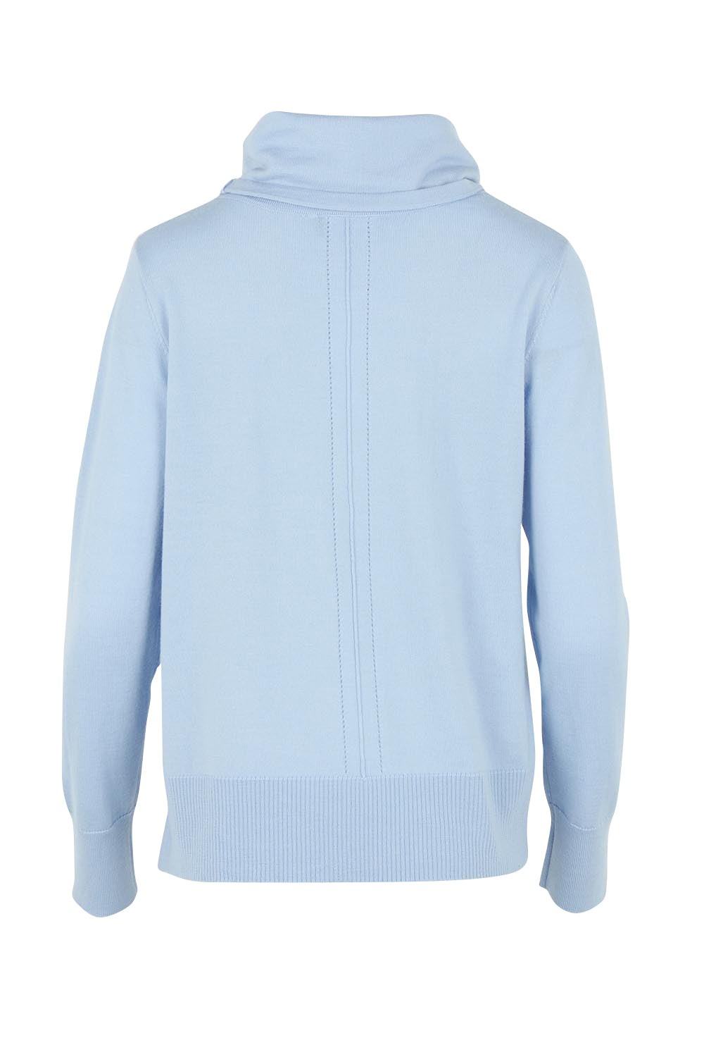 Product shot of the Detail Driven Sweater in colour Articblue (Blue), from the back