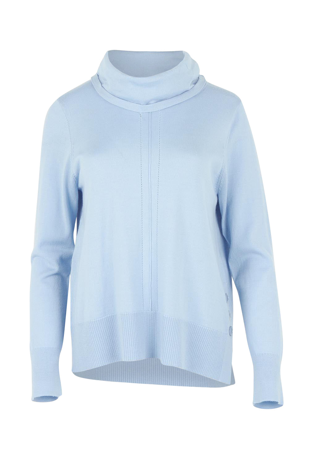 Product shot of the Detail Driven Sweater in colour Articblue (Blue), from the front
