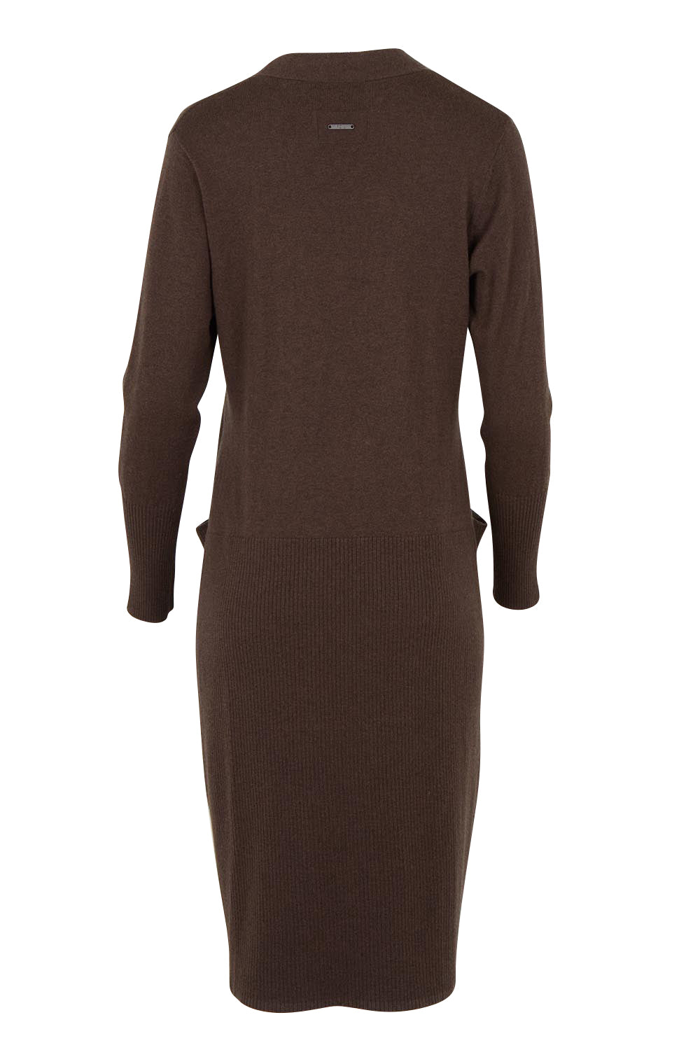 Product shot of the Luxe Line Cardi in colour Cocoa, from the back