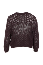 Product shot of the Hooked On You Cardigan – Sable in colour Sable, from the back