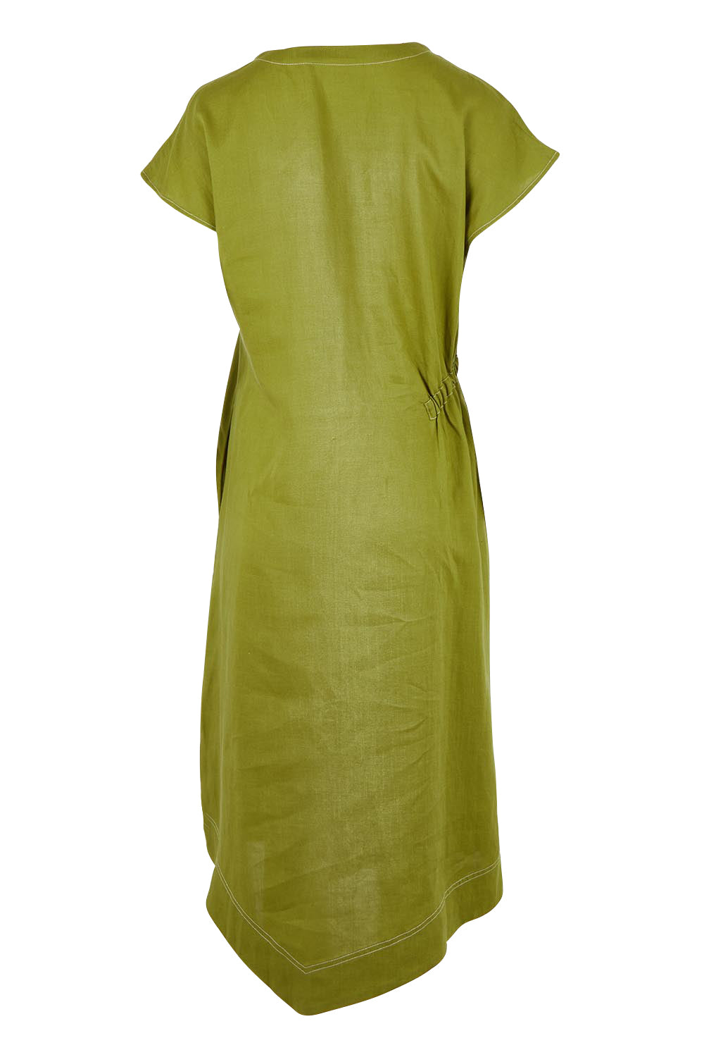 Product shot of the Point Of View Dress – Avocado in colour Avocado, from the back