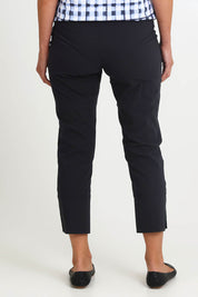 Model Riinar wearing size 10 of the Perfect Balance Pant – Black in colour Black, from the back
