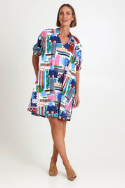 Model Riinar wearing size 10 of the Up And Coming Dress – Delsol in colour Delsol, from the front
