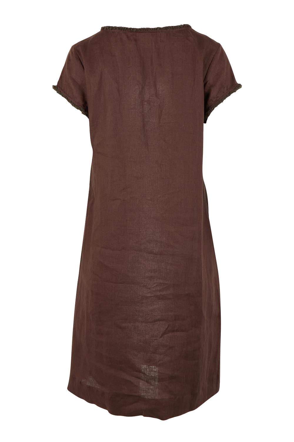 Product shot of the V Festival Dress – Cocoa in colour Cocoa, from the back