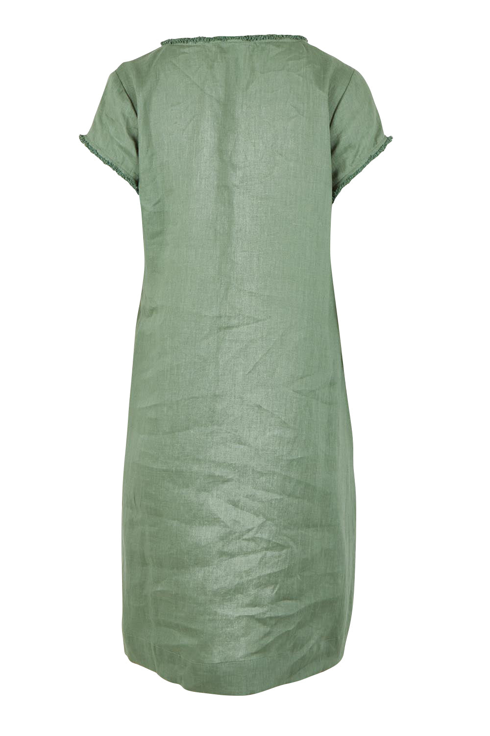 Product shot of the V Festival Dress – Sage in colour Sage, from the back