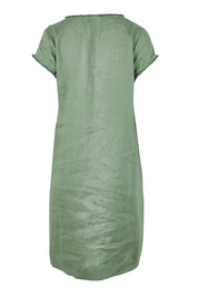 Product shot of the V Festival Dress – Sage in colour Sage, from the back