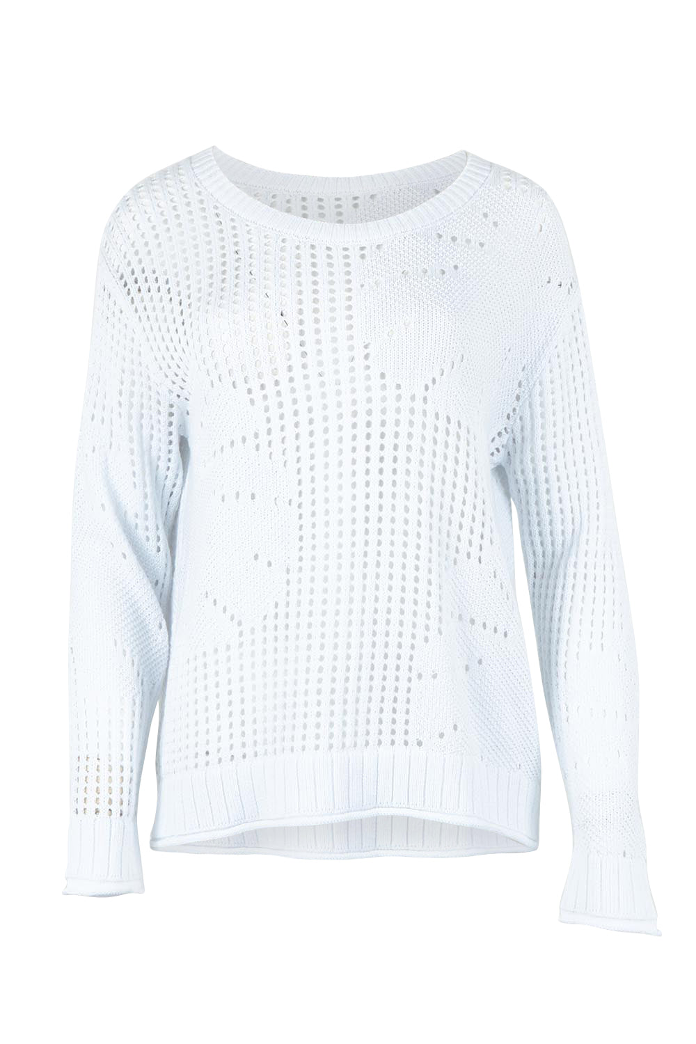 Product shot of the Breeze Easy Sweater – White in colour White, from the front