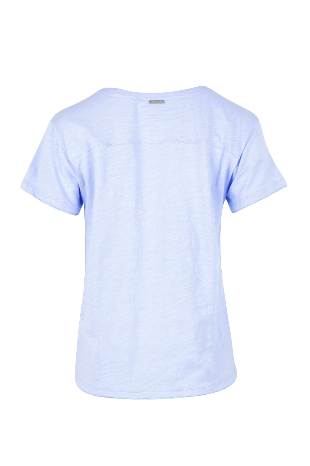 Product shot of the Intersection Cotton Tee – Sky in colour Sky, from the back