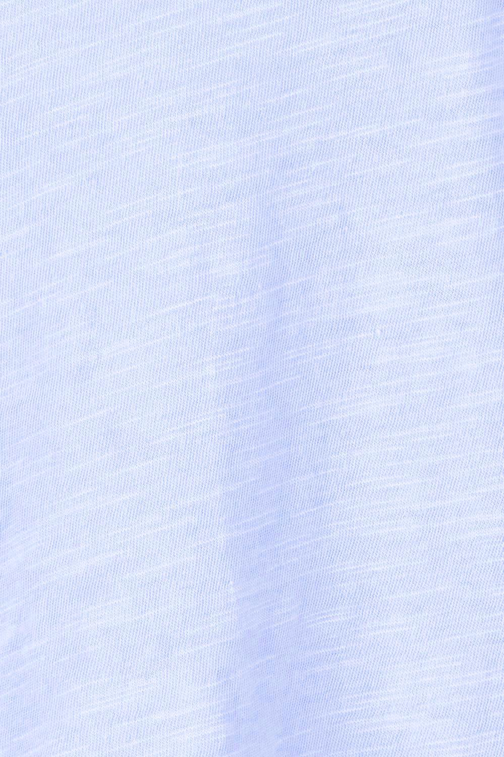 Product shot of the Intersection Cotton Tee – Sky in colour Sky, showing detail