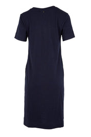 Product shot of the Bright Spot Cotton Dress – Truenavy in colour Truenavy, from the back