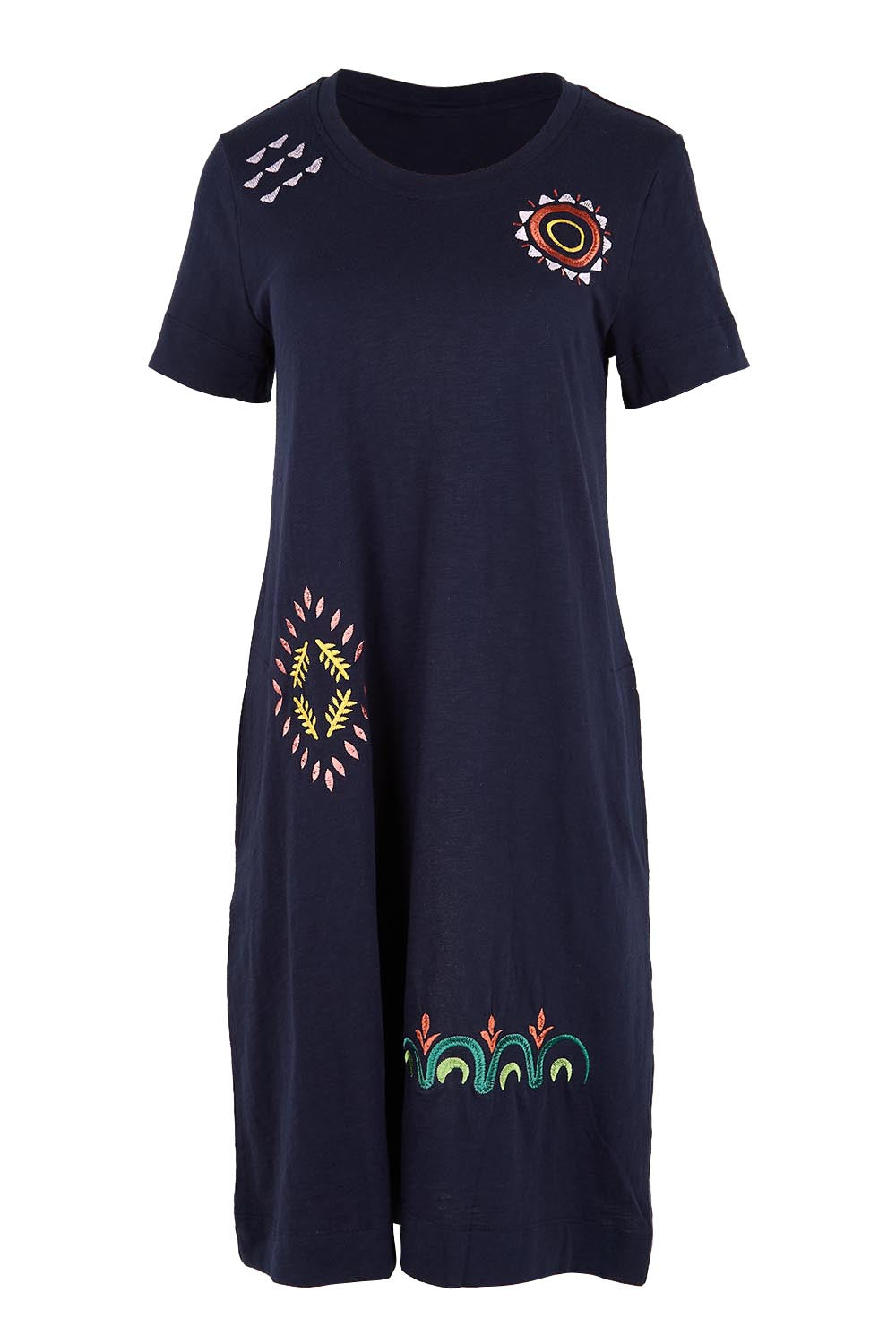 Product shot of the Bright Spot Cotton Dress – Truenavy in colour Truenavy, from the front