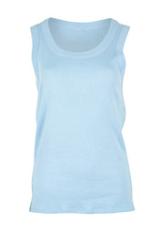 Product shot of the Esme Cotton Tank in colour Bluebelle (Blue), from the front