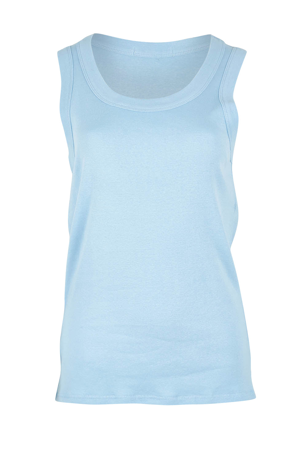 Product shot of the Esme Cotton Tank in colour Bluebelle (Blue), from the front