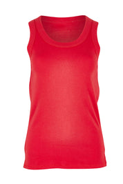 Product shot of the Esme Cotton Tank in colour Cayenne (Red), from the front