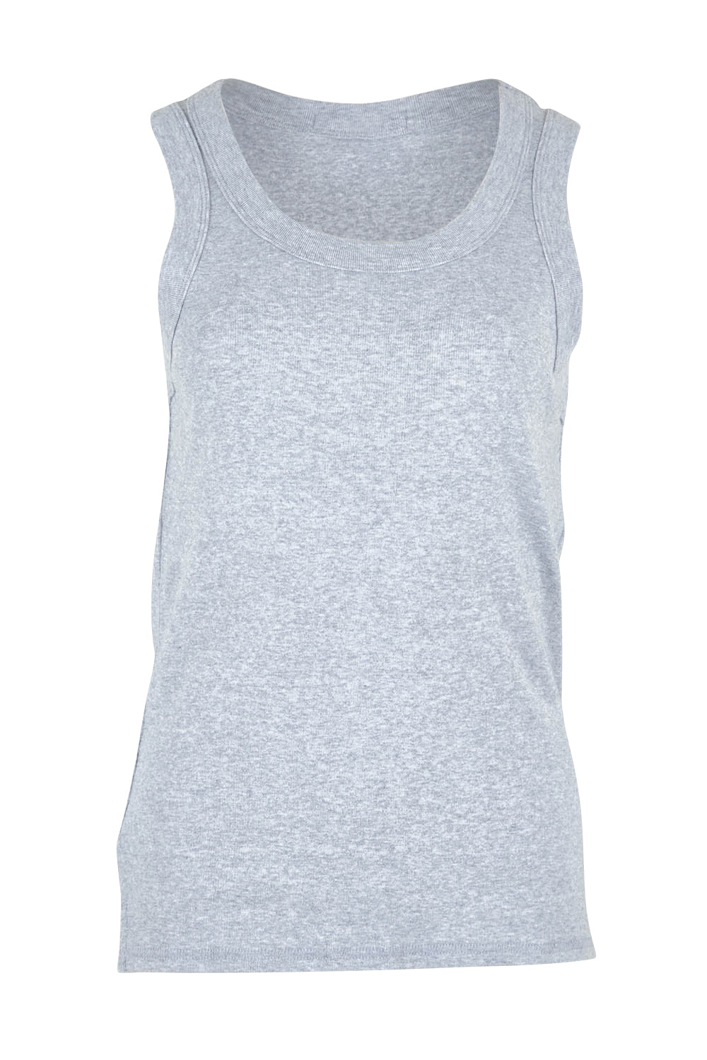 Product shot of the Esme Cotton Tank in colour Greymarle (Grey), from the front
