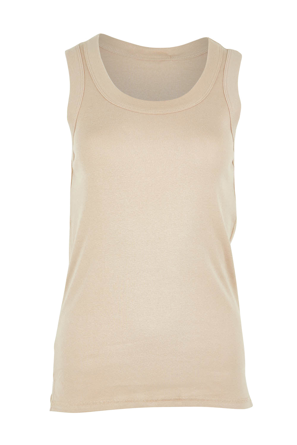 Product shot of the Esme Cotton Tank in colour Oatmeal, from the front
