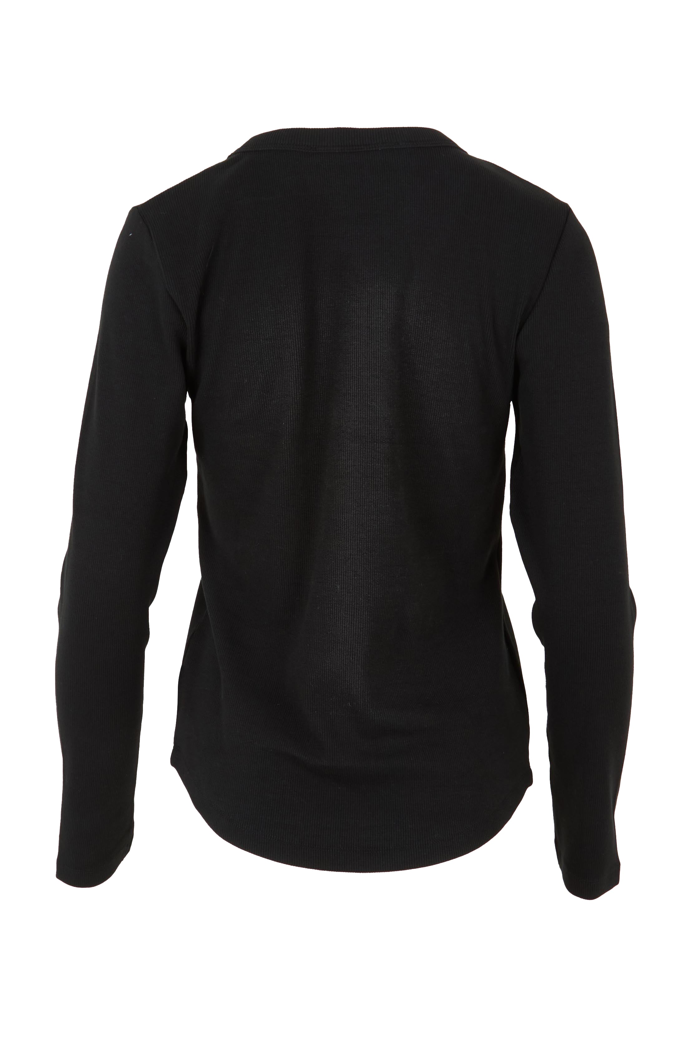 Product shot of the Elements Scoop Rib Cotton Blend  Long Sleeve in colour Black (Black), from the back