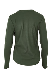Product shot of the Elements Scoop Rib Cotton Blend  Long Sleeve in colour Khaki (Green), from the back