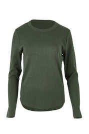 Product shot of the Elements Scoop Rib Cotton Blend  Long Sleeve in colour Khaki (Green), from the front