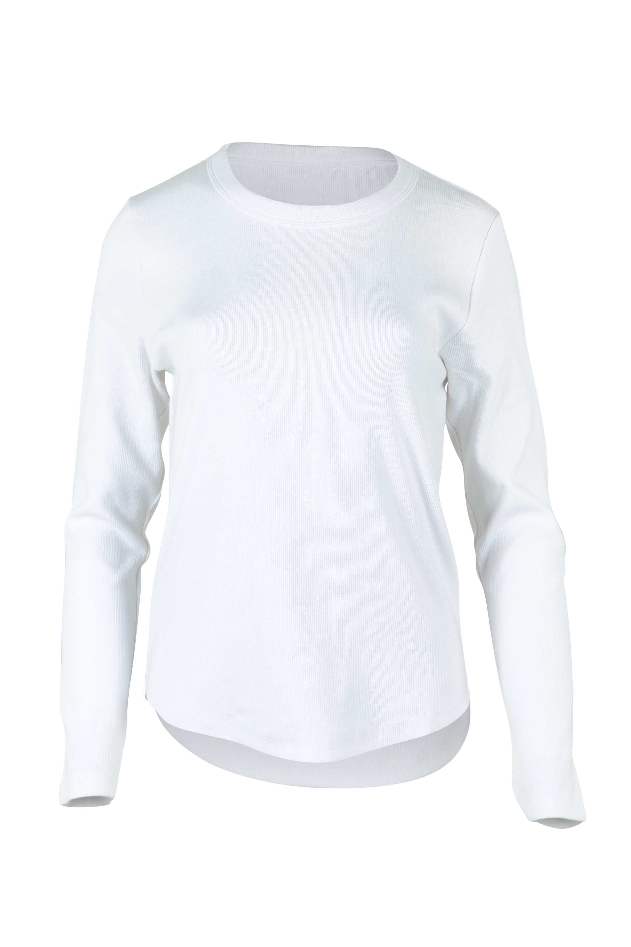 Product shot of the Elements Scoop Rib Cotton Blend  Long Sleeve in colour White (White), from the front