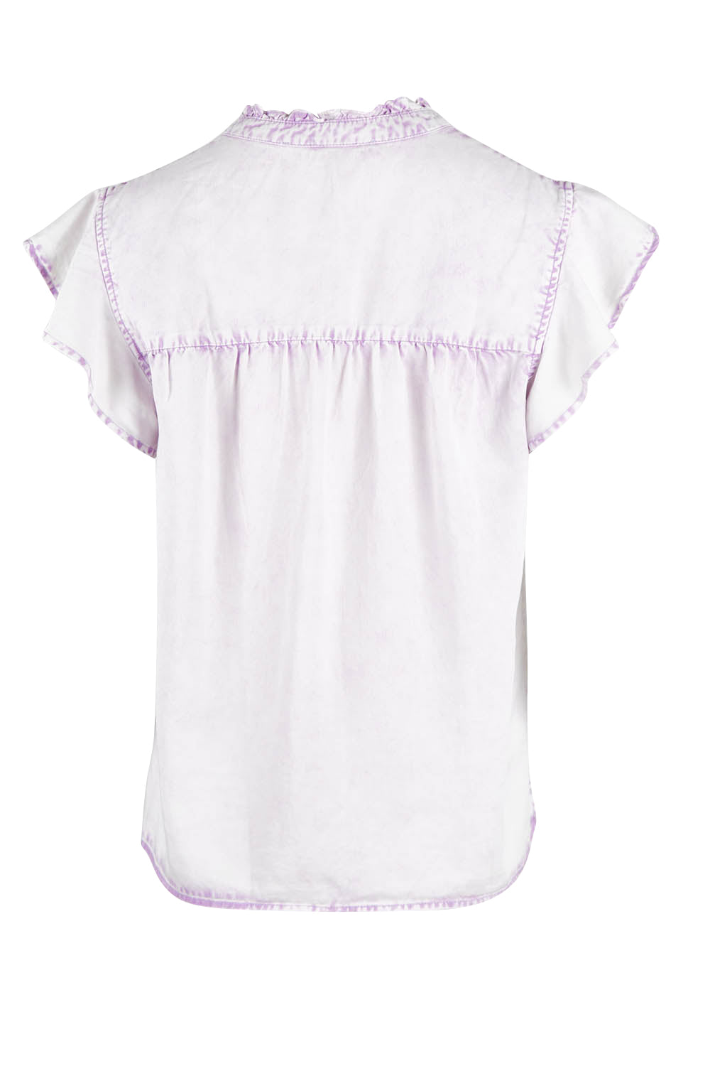 Product shot of the Reese Top in colour Lilac (Purple), from the back