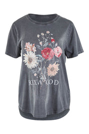 Product shot of the Bouquet Tee in colour Black (Black), from the front