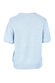 Product shot of the Blair Short Sleeve Cotton Knit in colour Cascadeblu (Blue), from the back