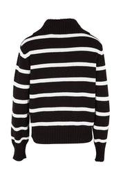 Product shot of the Effie Polo Knit in colour Blackwhite (Black), from the back