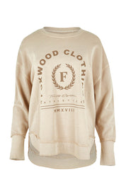 Product shot of the Leisure Medalion Crew in colour Oatmeal, from the front
