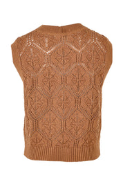 Product shot of the Luna Cotton Knit Vest in colour Toastcocon, from the back