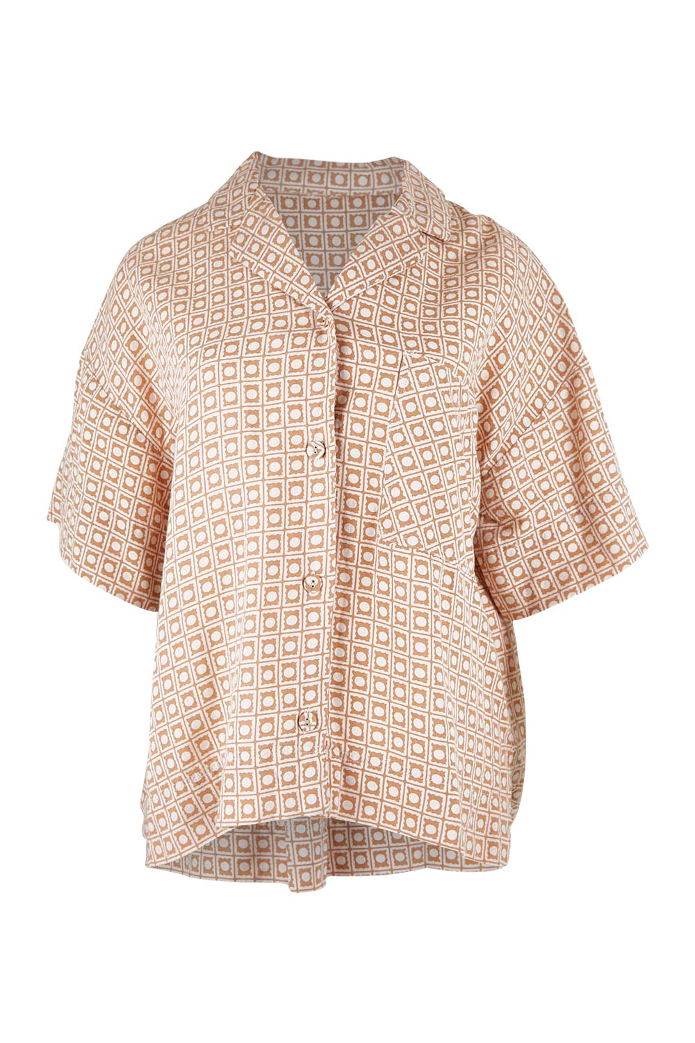 Product shot of the Maya Geo Shirt in colour Mayageo, from the front
