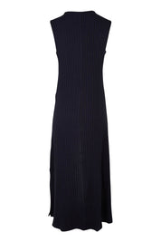 Product shot of the Pippa Rib Dress in colour Navy (Blue), from the back
