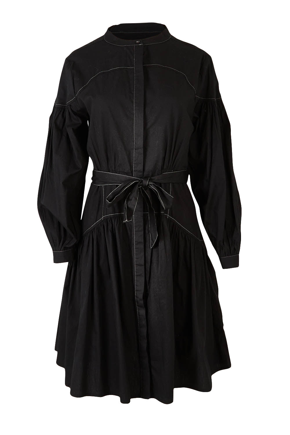 Product shot of the Goldie Dress in colour Black (Black), from the front