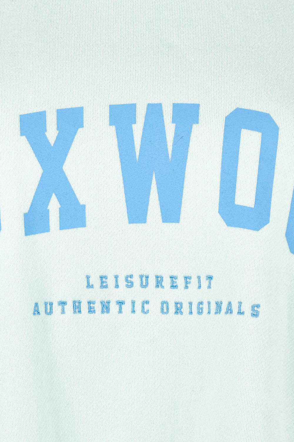 Product shot of the Elements Interval Cotton Crew – Mint in colour Mint, showing detail