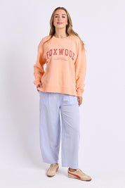 Model Genericm wearing size sample of the Elements Interval Cotton Crew – Neonpeach in colour Neonpeach, from the front