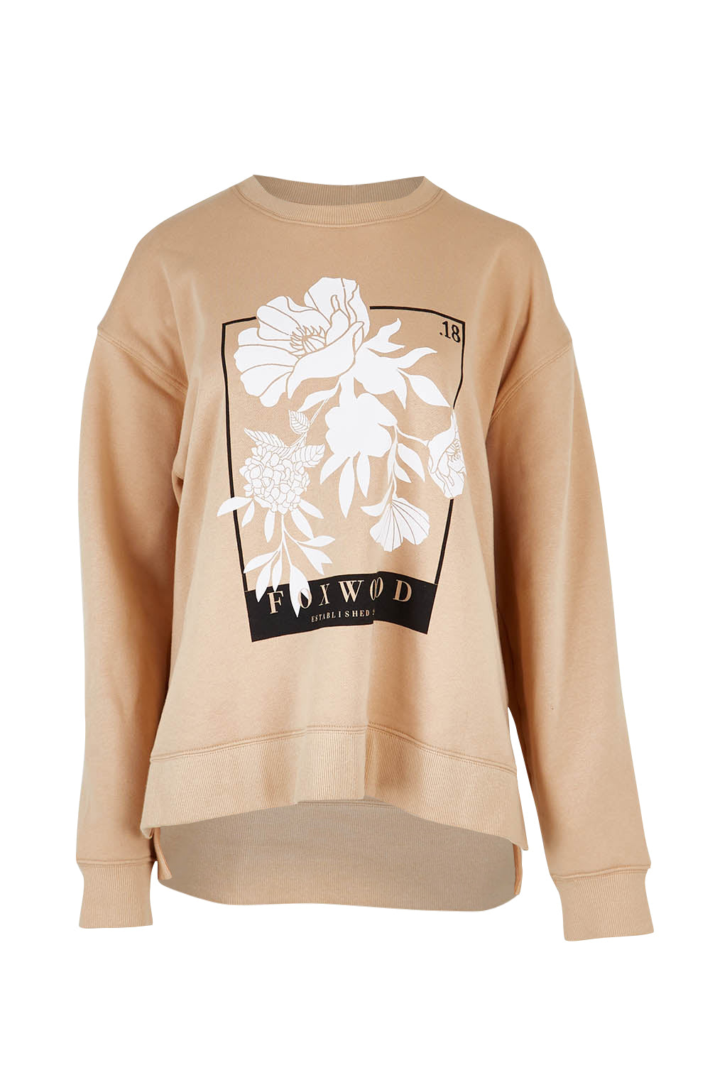 Product shot of the Carnation Crew in colour Sesame, from the front