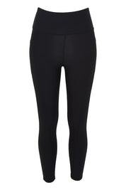 Product shot of the Leisure Luxe Rib Legging in colour Black (Black), from the front