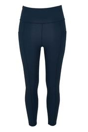 Product shot of the Leisure Luxe Rib Legging in colour Navy (Blue), from the front
