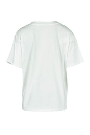 Product shot of the Etched Cotton Geo Tee in colour Vinwhite (White), from the back