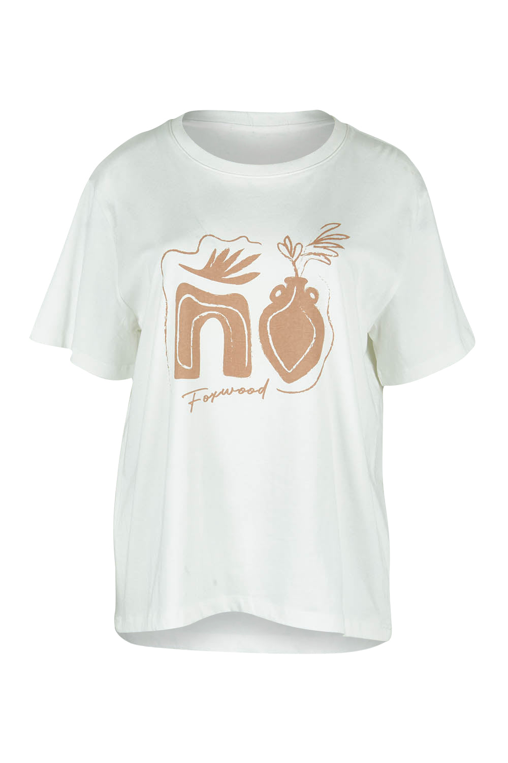 Product shot of the Etched Cotton Geo Tee in colour Vinwhite (White), from the front