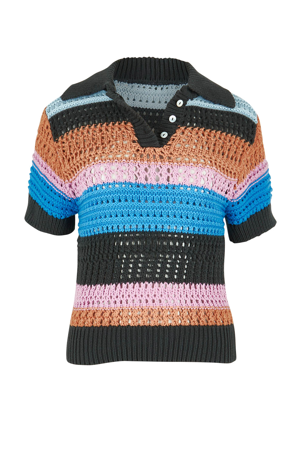 Product shot of the Gazelle Cotton Stripe Knit in colour Multi (Black), from the front