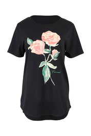 Product shot of the Bloom Tee in colour Wshdblk (Black), from the front