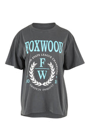 Product shot of the Leisure State League Tee in colour Iron (Grey), from the front