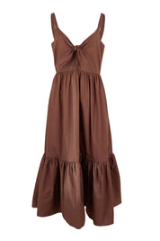Product shot of the Esmerelda Cotton Dress in colour Chocolate, from the front