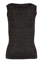 Product shot of the Tessa Metallic Knit Tank in colour Black (Black), from the front