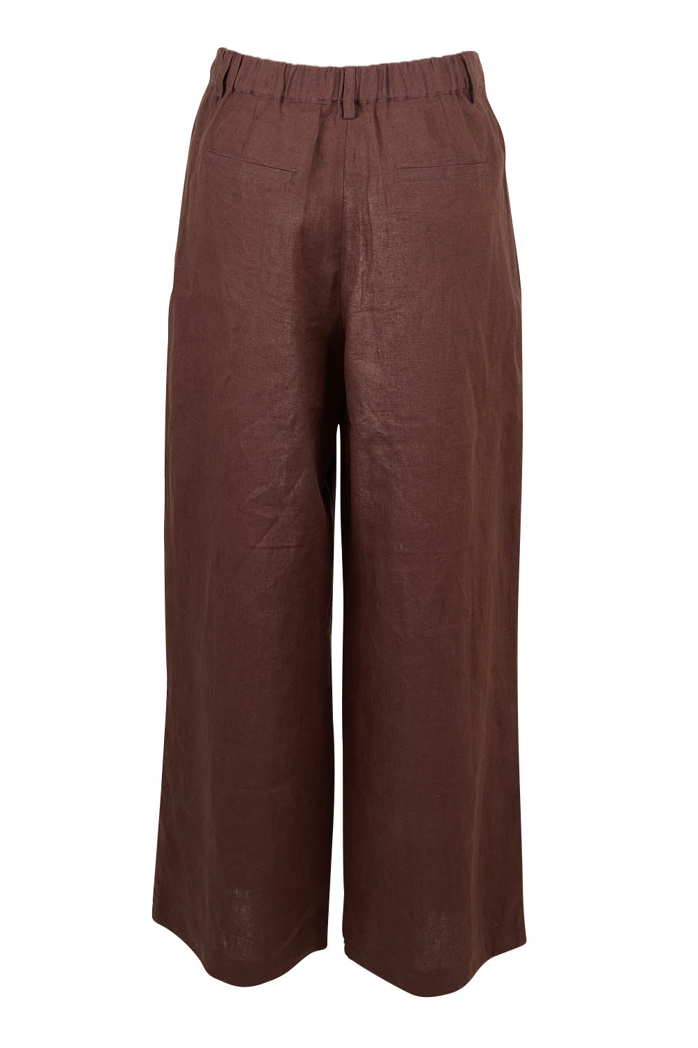 Product shot of the Pierra Linen Pant in colour Chocolate, from the back