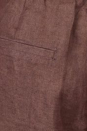 Product shot of the Pierra Linen Pant in colour Chocolate, detail